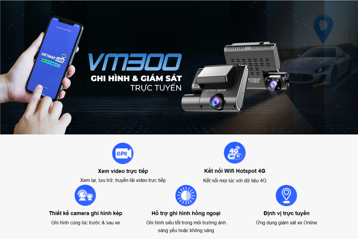 Camera hành trình VIETMAP VM300 cho ô tô xe hơi