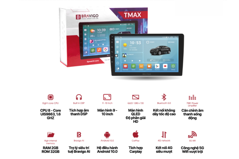 Màn Hình Android BRAVIGO TMAX cho ô tô xe hơi - Ảnh 4