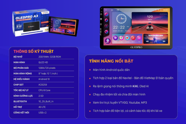 Màn hình Android OledPro A3 New Cho Ô Tô Xe Hơi - Ảnh 4