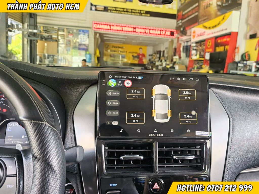 Màn hình xe vios - Màn hình ZX10+ giới hạn vios 2019-2023 thể hiện thông số áp suất lốp