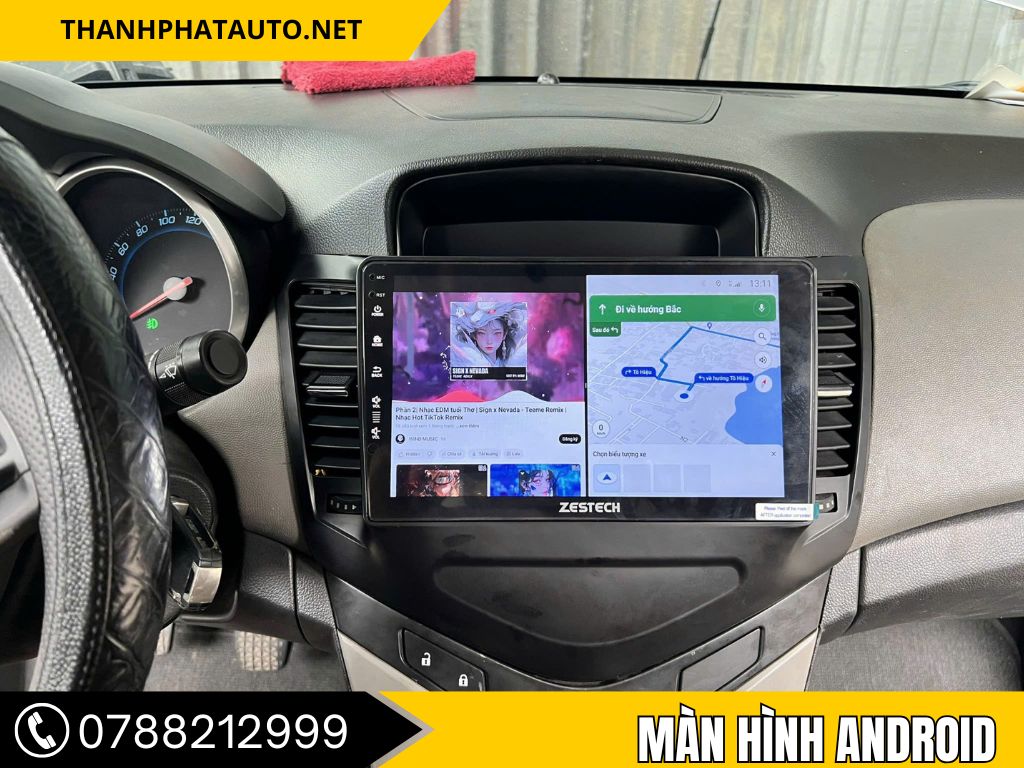 Lắp màn hình android ZX10+ xe Cruze