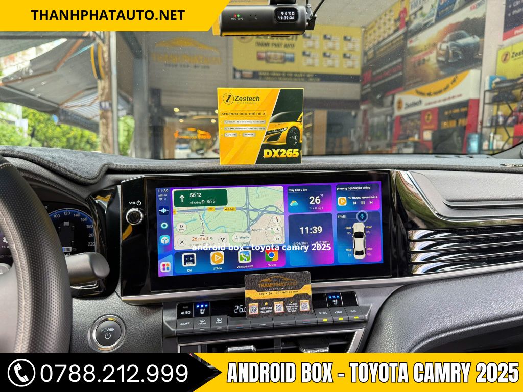 giao diện màn hình chính khi lắp android box camry 2025