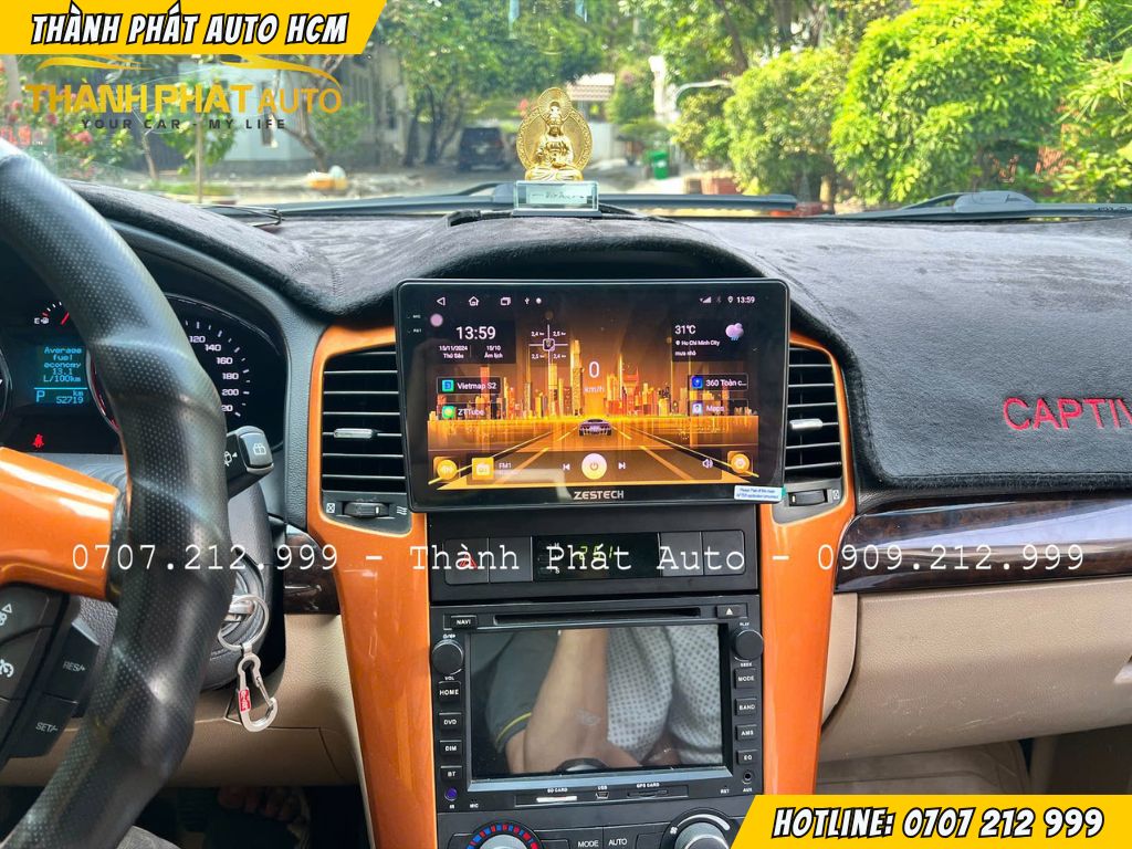 Lắp màn hình android cho xe Captiva
