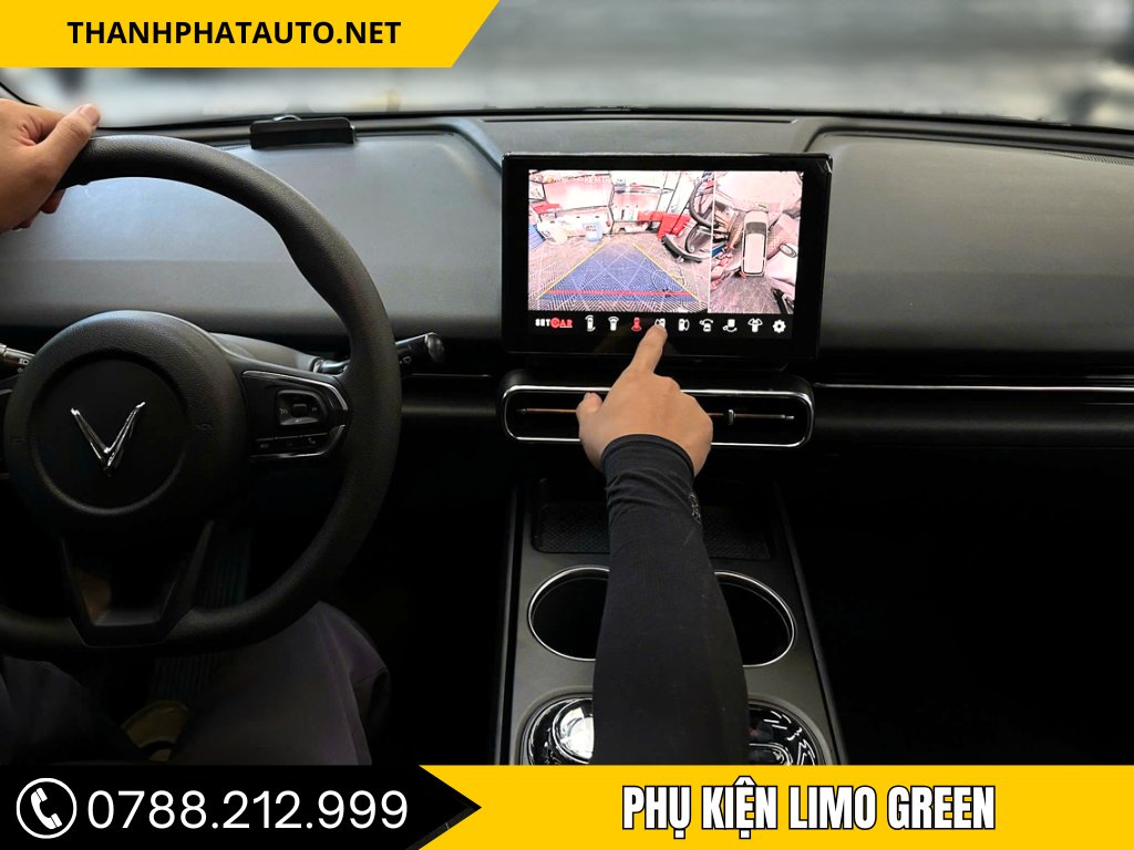 Lắp phụ kiện Limo Green tại Trung tâm phụ kiện ô tô Huyện Hóc Môn – hỗ trợ quan sát camera toàn cảnh trên màn hình, tăng an toàn khi lái xe.