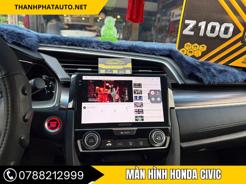 lắp đặt màn hình android zestech Z100 cho honda civic 2019