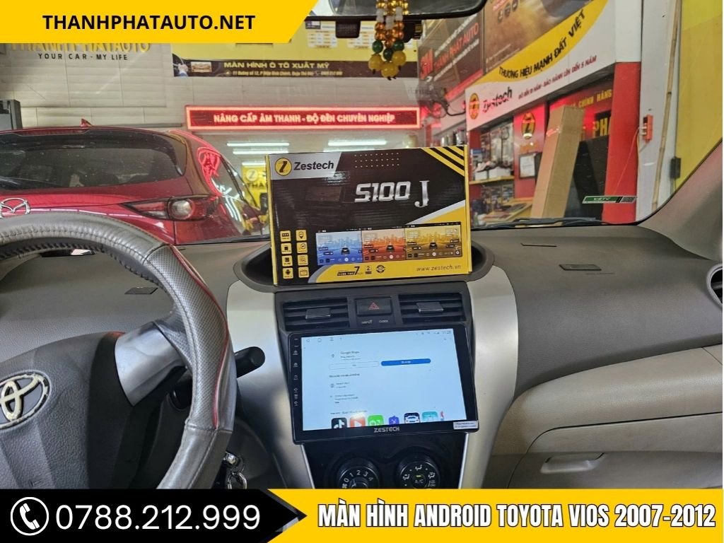 Màn hình Android Zestech cho Toyota Vios 2007-2012, hỗ trợ giải trí và định vị GPS, nâng cấp công nghệ cho xe.
