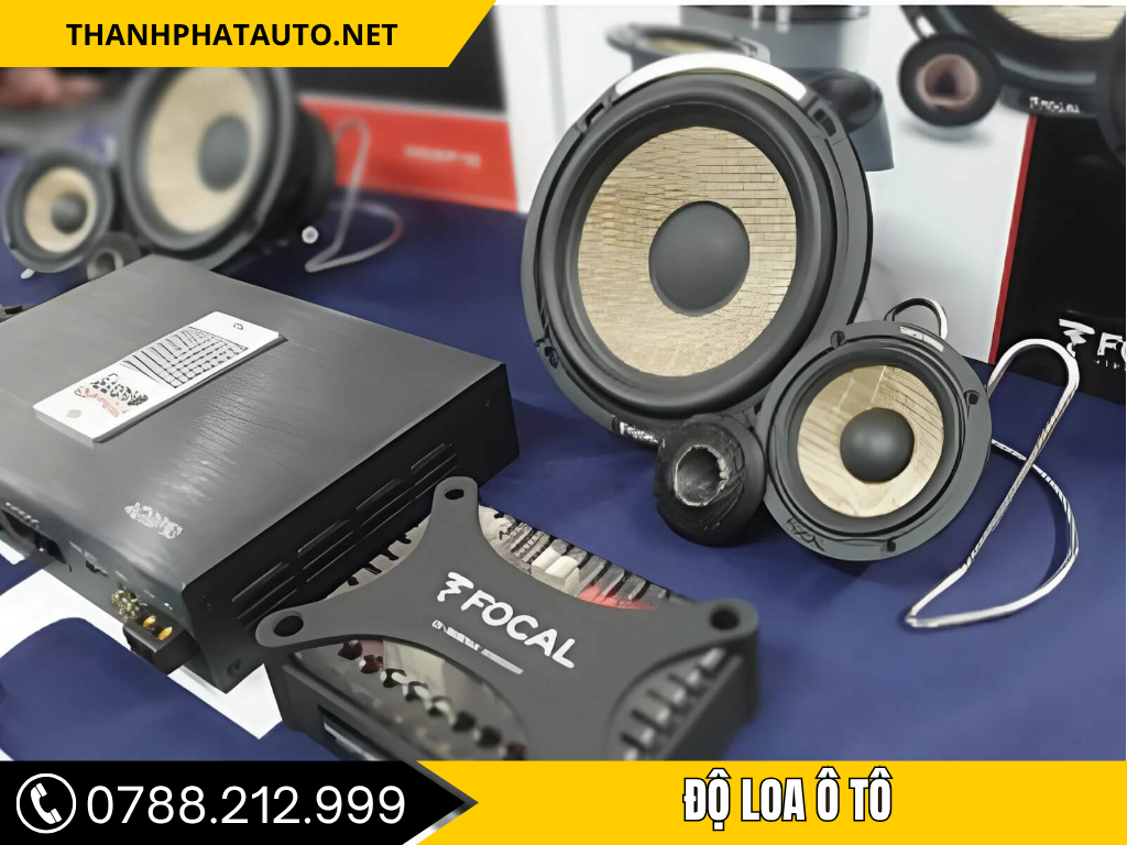 Bộ loa Focal cao cấp kết hợp cùng ampli, mang đến chất lượng âm thanh vượt trội cho xe hơi. Các loa với thiết kế tinh tế giúp tạo ra âm thanh trong trẻo và mạnh mẽ, đặc biệt là âm trầm và âm cao, đem lại trải nghiệm âm nhạc hoàn hảo cho chủ xe.