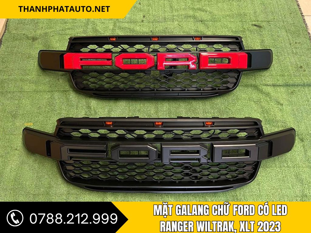 Hình Ảnh Mặt Galang Chữ Ford Có LED Ranger Wildtrak và XLT 2023