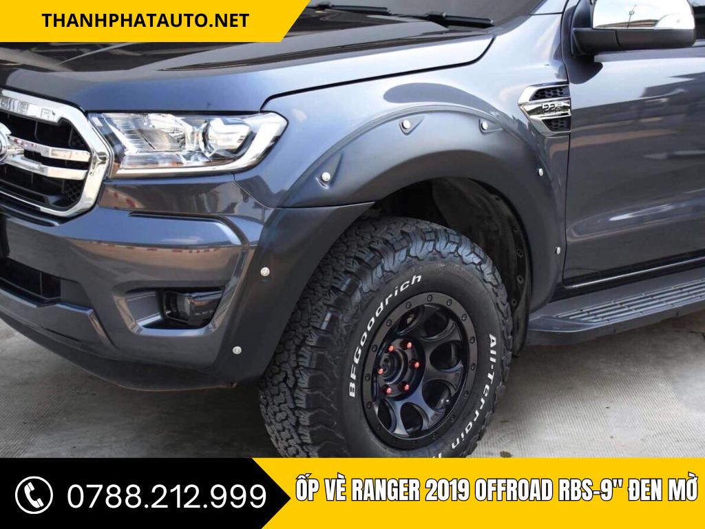 Ốp Vè Ranger 2019 Offroad RBS 9” Đen Mờ 