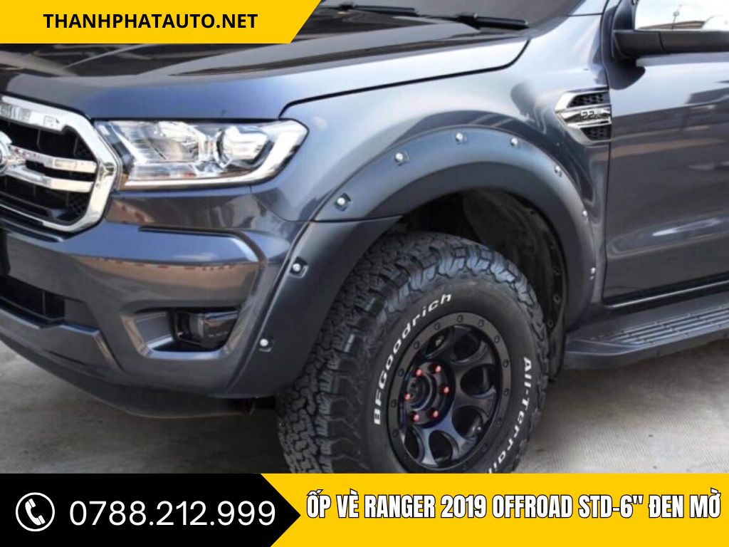 Ốp Vè Ranger 2019 Offroad STD 6” Đen Mờ 