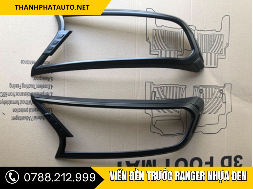 Viền Đèn Trước Ranger Nhựa Đen