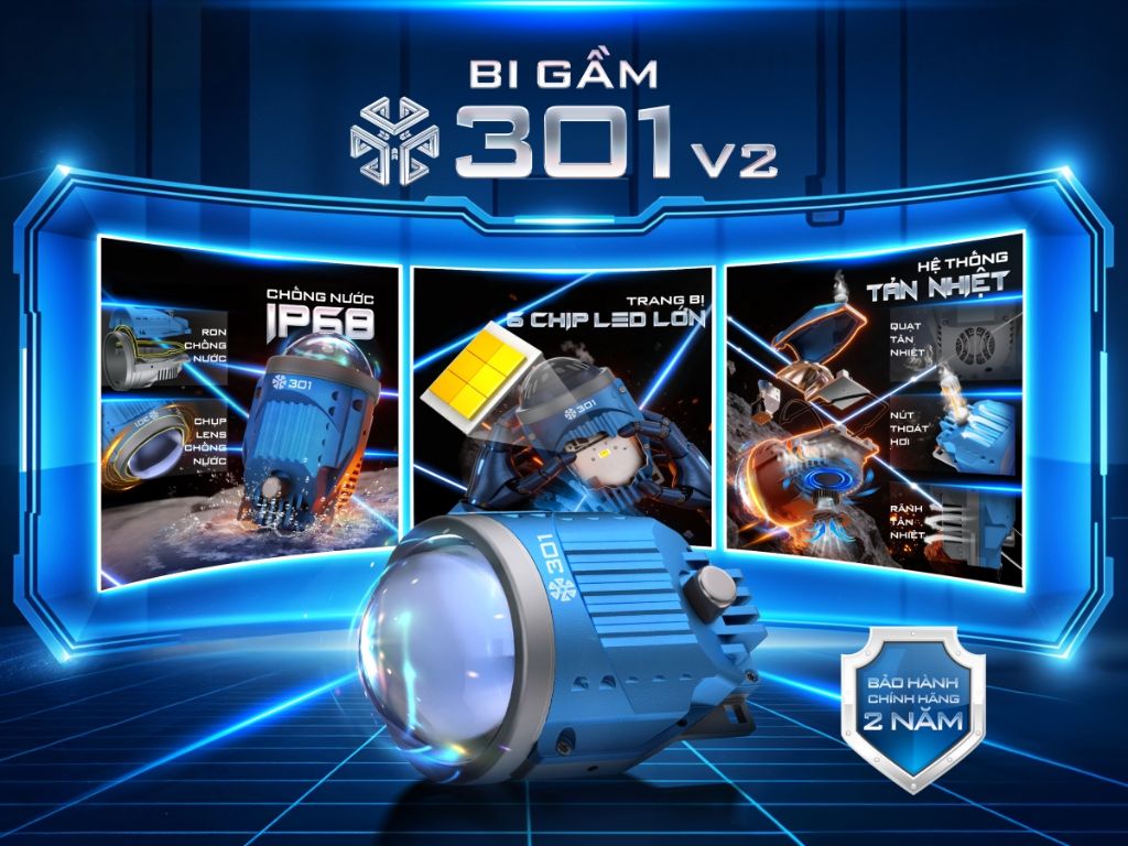 Đèn Bi Gầm X-Light 301 V2 – 3 Nhiệt Màu, Cos Mạnh, Bền Bỉ (2026)