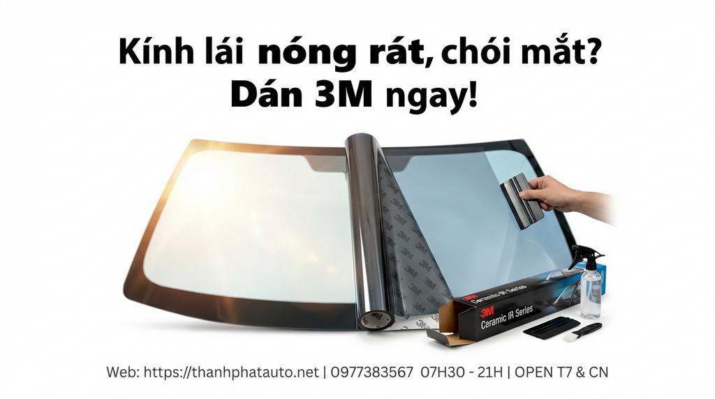 Kính lái nóng rát, chói mắt? Dán 3M ngay!