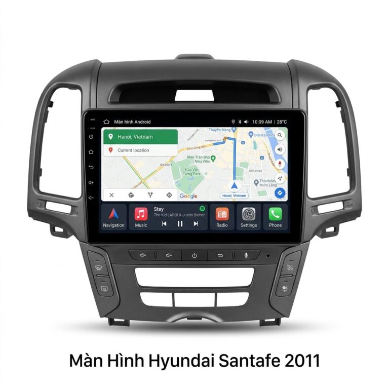 Màn Hình Hyundai Santafe 2011 Android Chính Hãng, Lắp Đặt Tận Nơi TPHCM