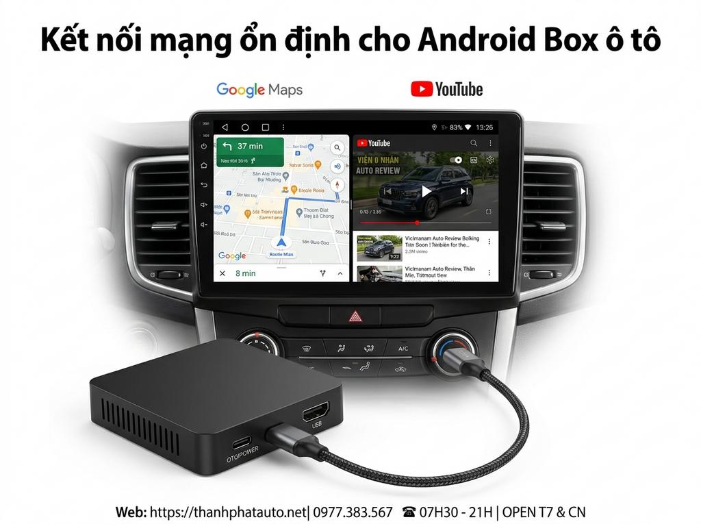 Kết nối mạng ổn định cho Android Box ô tô