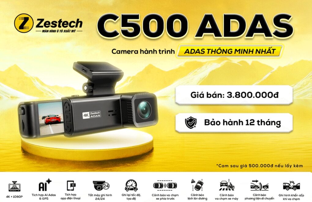 Camera Hành Trình C500 ADAS 4K – Giải Pháp Lái Xe An Toàn 2026