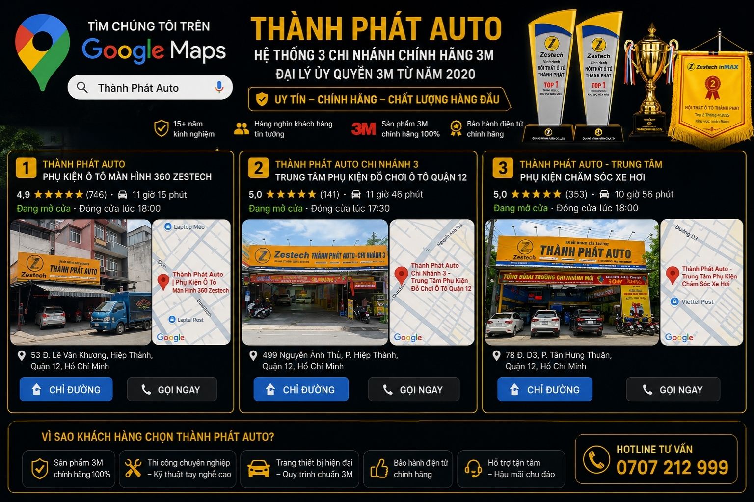 Thành Phát Auto Có 1200 Đánh Giá Trên Google Maps Từ Khách Đã Sử Dụng Dịch Vụ