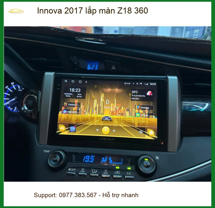 Anh Khải lắp màn Z18 360 cho Innova 2017 tại Bình Chánh để lái xe an toàn hơn