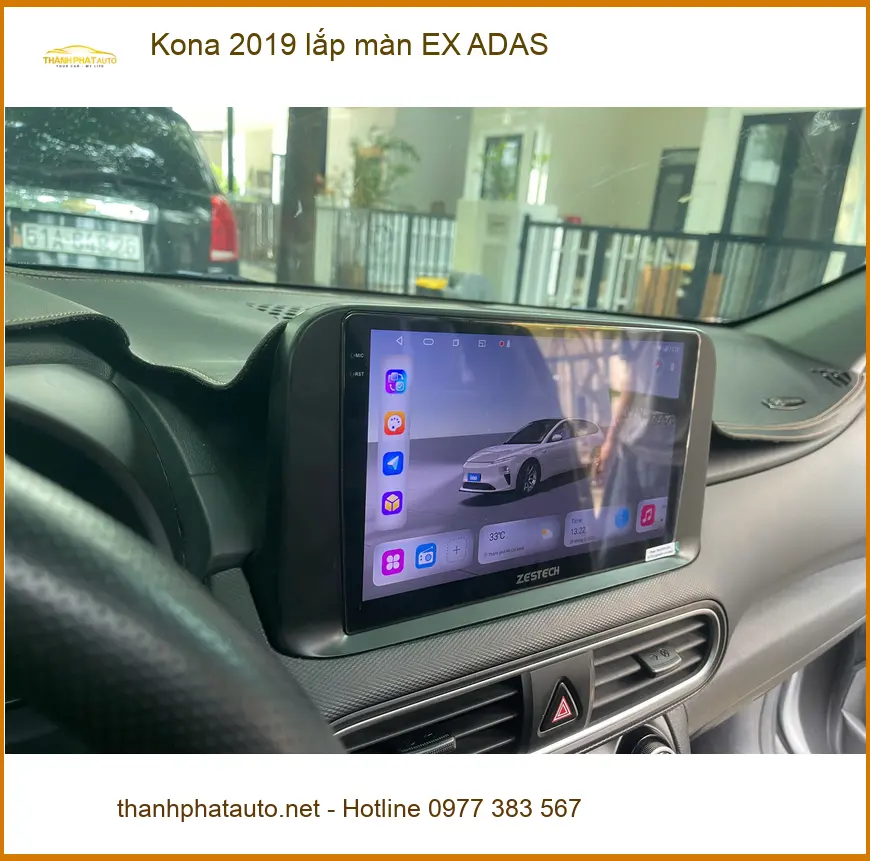 Cô Yến lắp màn hình EX ADAS cho Kona 2019 tại Hóc Môn để lái xe an toàn hơn