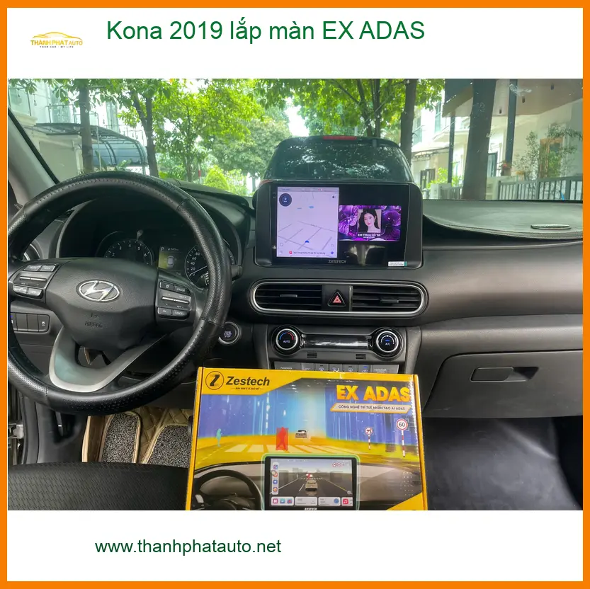 Cô Yến lắp màn hình EX ADAS cho Kona 2019 tại Hóc Môn để lái xe an toàn hơn ảnh thực tế 3
