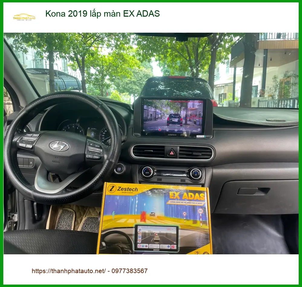Cô Yến lắp màn hình EX ADAS cho Kona 2019 tại Hóc Môn để lái xe an toàn hơn ảnh thực tế 4