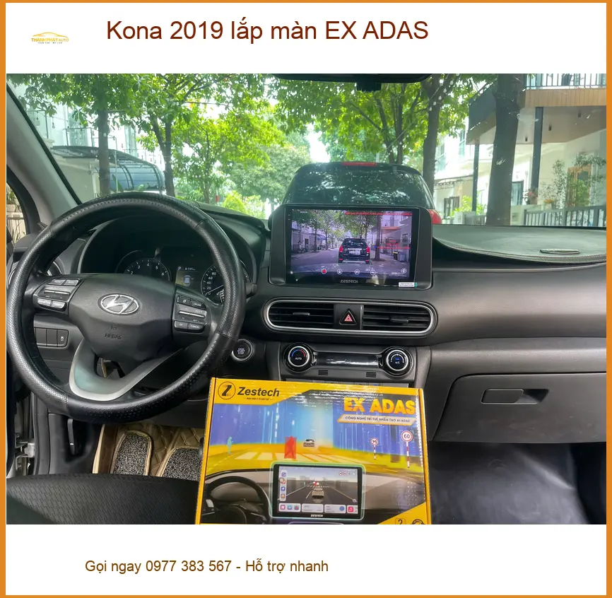 Anh Tấn nâng cấp màn hình EX ADAS cho Kona 2019 tại Quận 2 vì màn zin chậm
