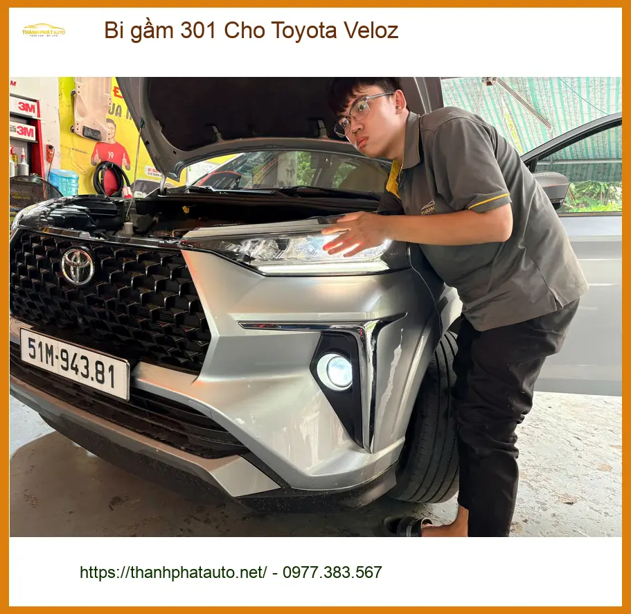 Anh Minh lắp bi gầm 301 cho Toyota Veloz tại Thủ Đức để cải thiện tầm nhìn ban đêm ảnh thực tế 3
