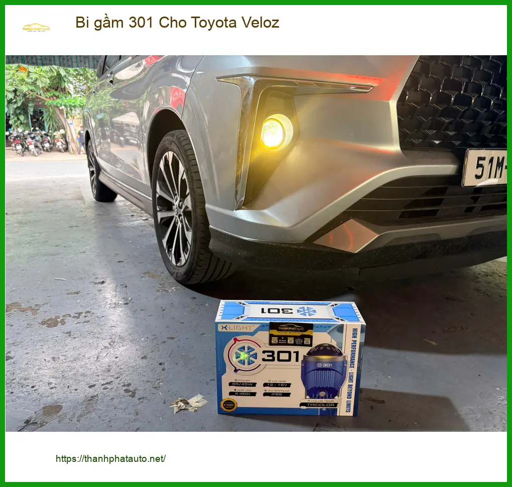 Anh Khang lắp Bi gầm 301 cho Toyota Veloz để cải thiện tầm nhìn đêm ở Quận 12
