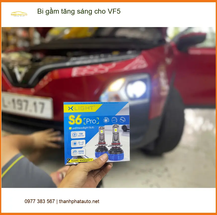 Anh Khải nâng cấp bi gầm tăng sáng cho VinFast VF5 tại Gò Vấp