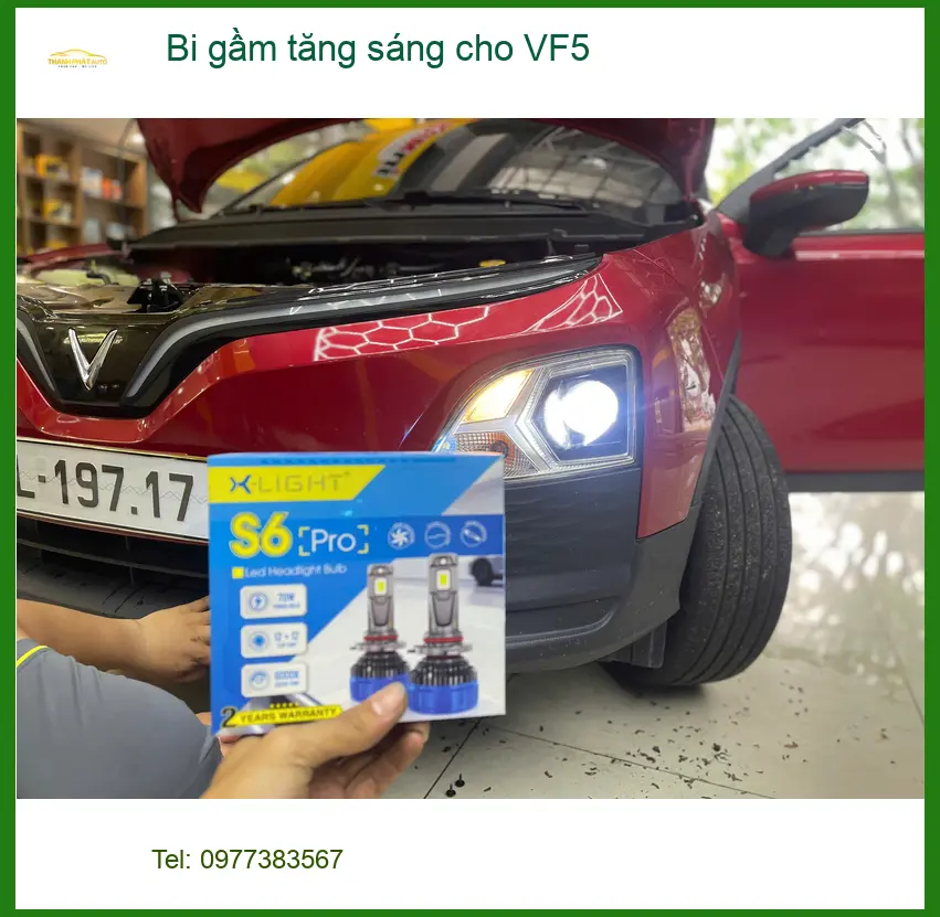 Anh Long lắp bi gầm tăng sáng cho VinFast VF5 Quận 8 vì đèn yếu