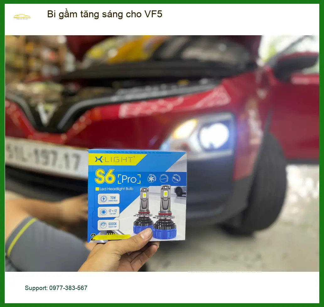 Anh Long lắp bi gầm tăng sáng cho VinFast VF5 Quận 8 vì đèn yếu ảnh thực tế 3