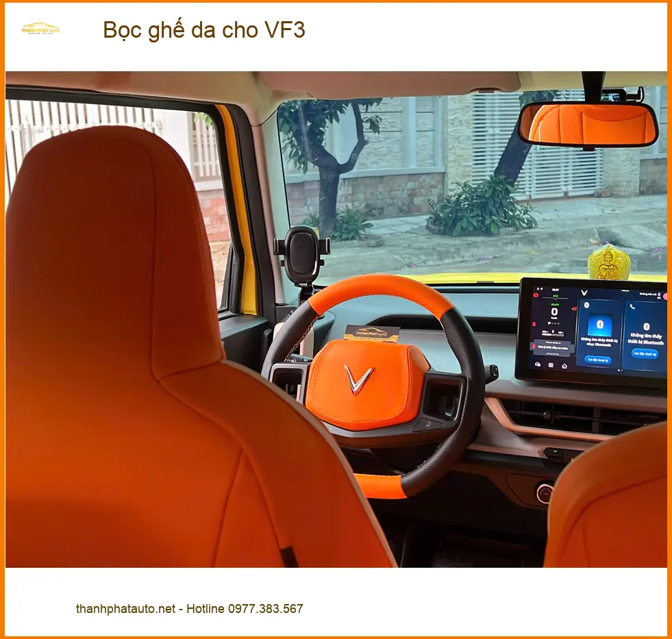 Chị Trang bọc ghế da VinFast VF3 Quận Tân Bình làm mới khoang lái ảnh thực tế 2