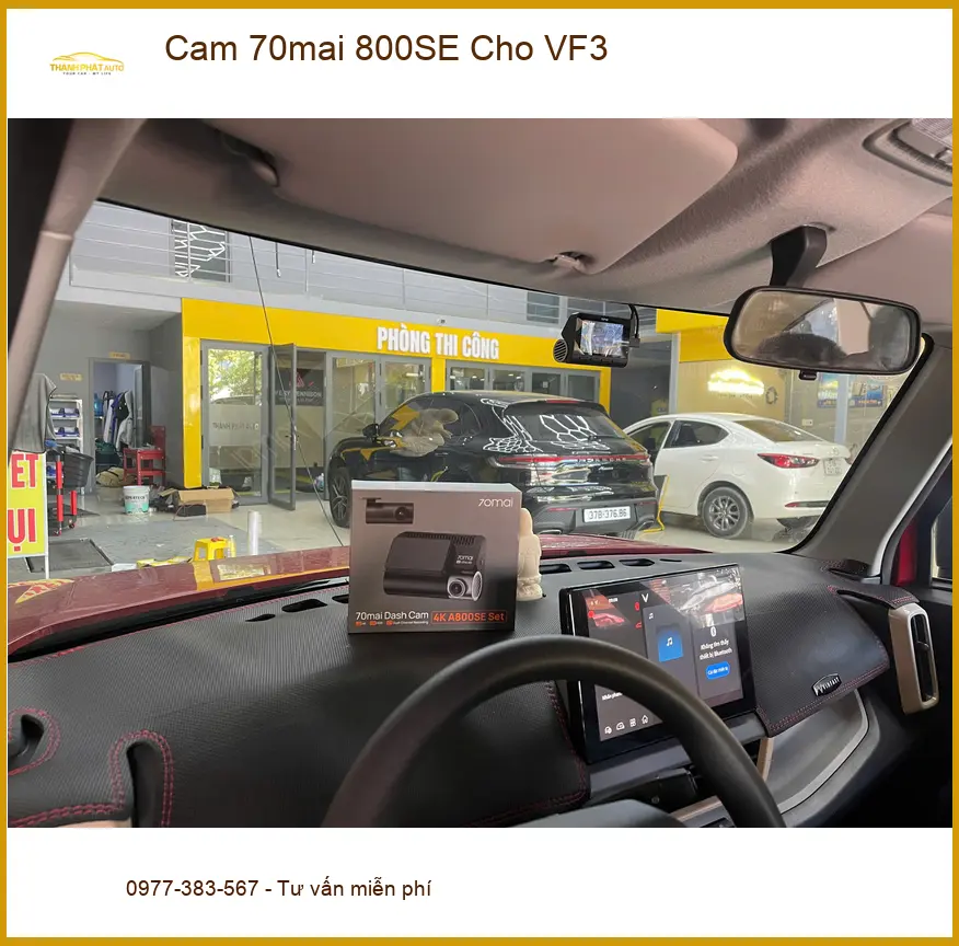 Anh Hoàng Anh lắp Cam 70mai 800SE cho VinFast VF3 tại Quận 2 để ghi lại hành trình