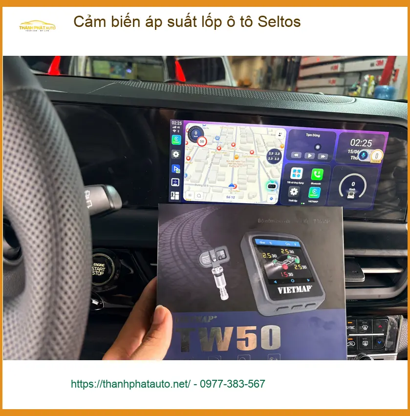 Anh Khải lắp cảm biến áp suất lốp Seltos tại Gò Vấp để lái xe an toàn ảnh thực tế 3