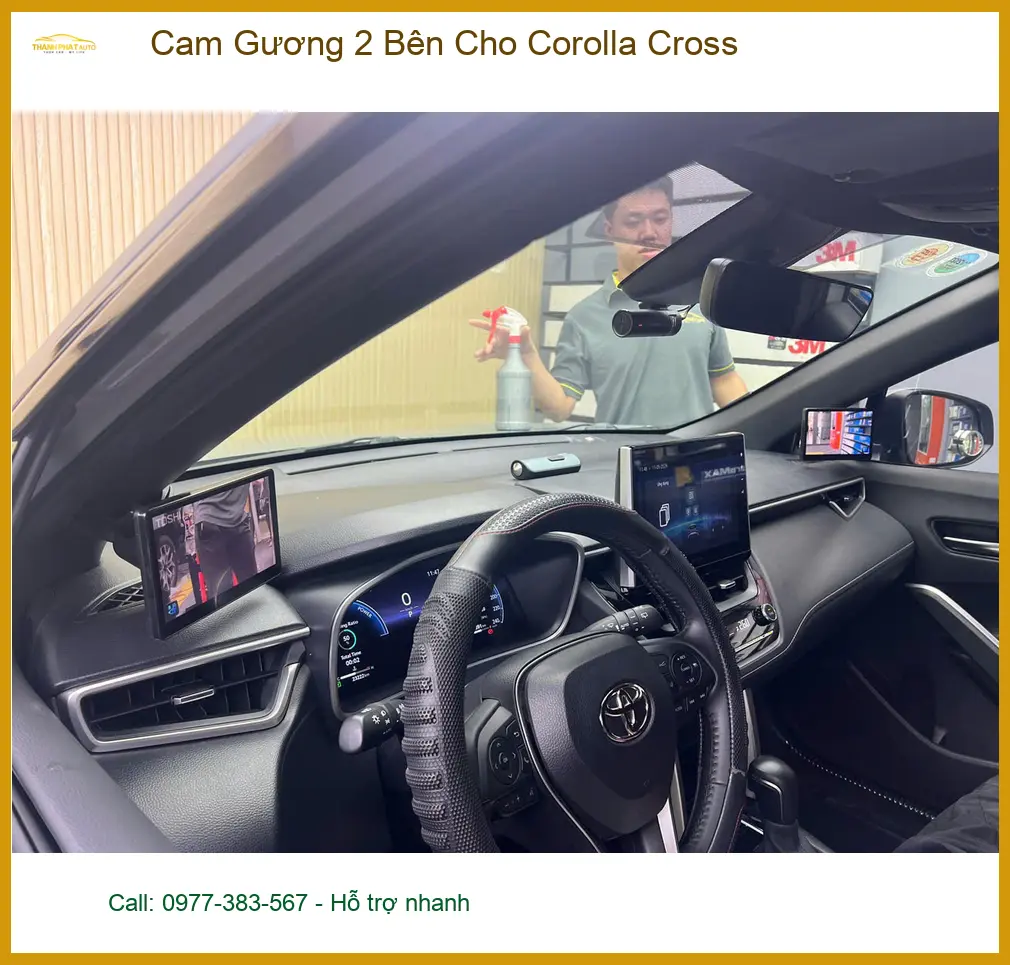 Chị Mai lắp cam gương 2 bên cho Corolla Cross tại Củ Chi để dễ quan sát ảnh thực tế 3
