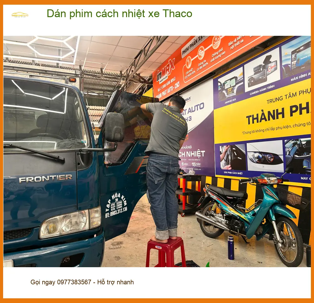 Anh Quang dán phim cách nhiệt xe Thaco Frontier tại Quận 9 chống nóng hiệu quả ảnh thực tế 3