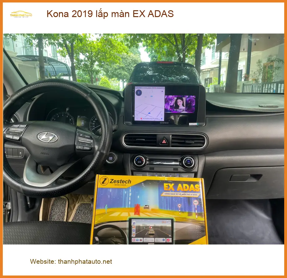 Anh Hậu lắp màn EX ADAS cho Kona 2019 tại Quận Bình Thạnh để lái xe an toàn hơn