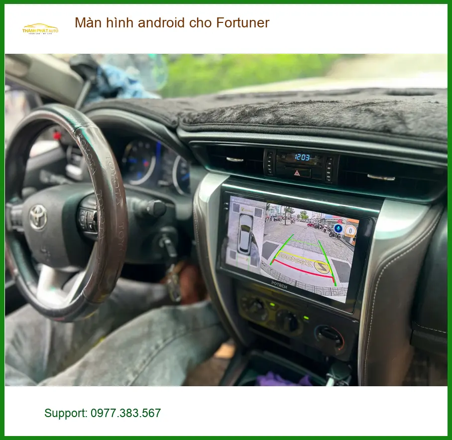 Chú Bình gắn màn hình android cho Fortuner Quận 9 để giải trí khi tắc đường ảnh thực tế 3