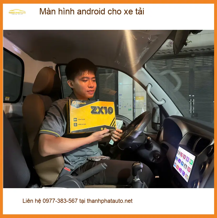 Bác Phát nâng cấp màn hình Android cho xe tải Hyundai tại Quận 8 để tiện đường