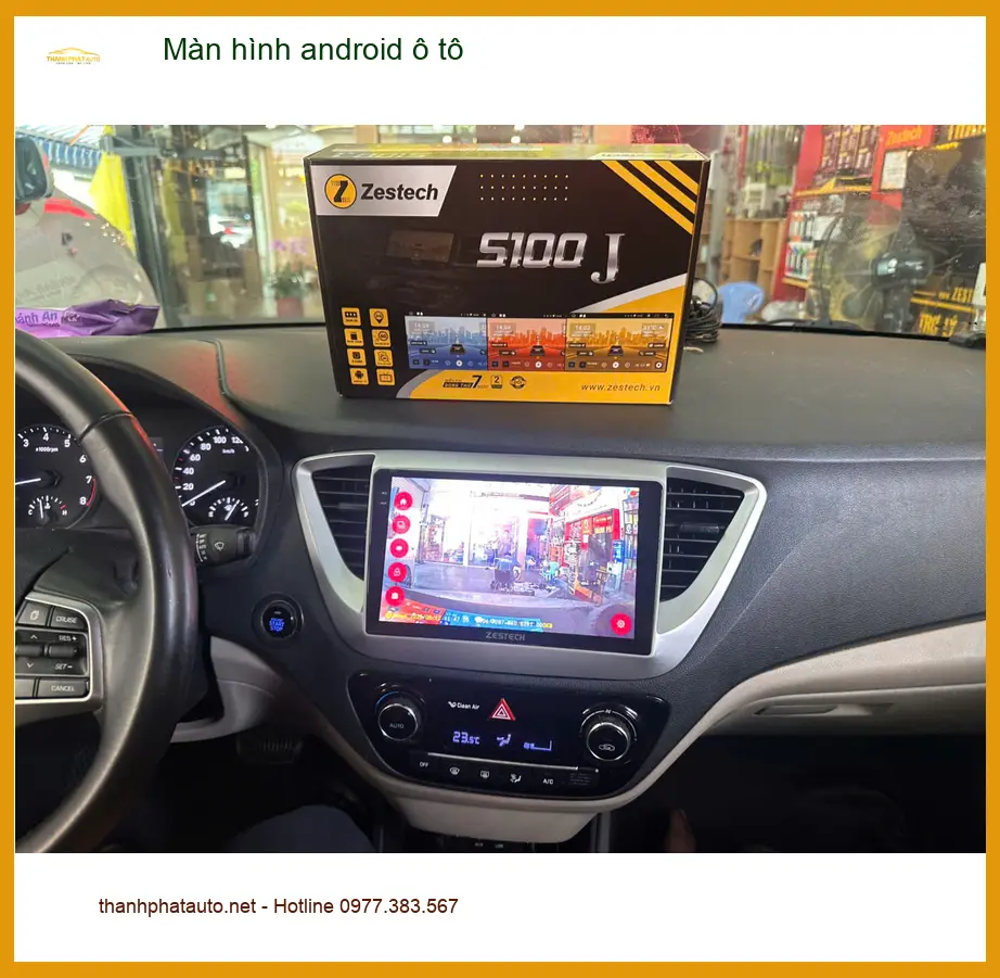 Anh Khôi nâng cấp màn hình android ô tô Hyundai Accent tại Gò Vấp vì màn zin quá cũ