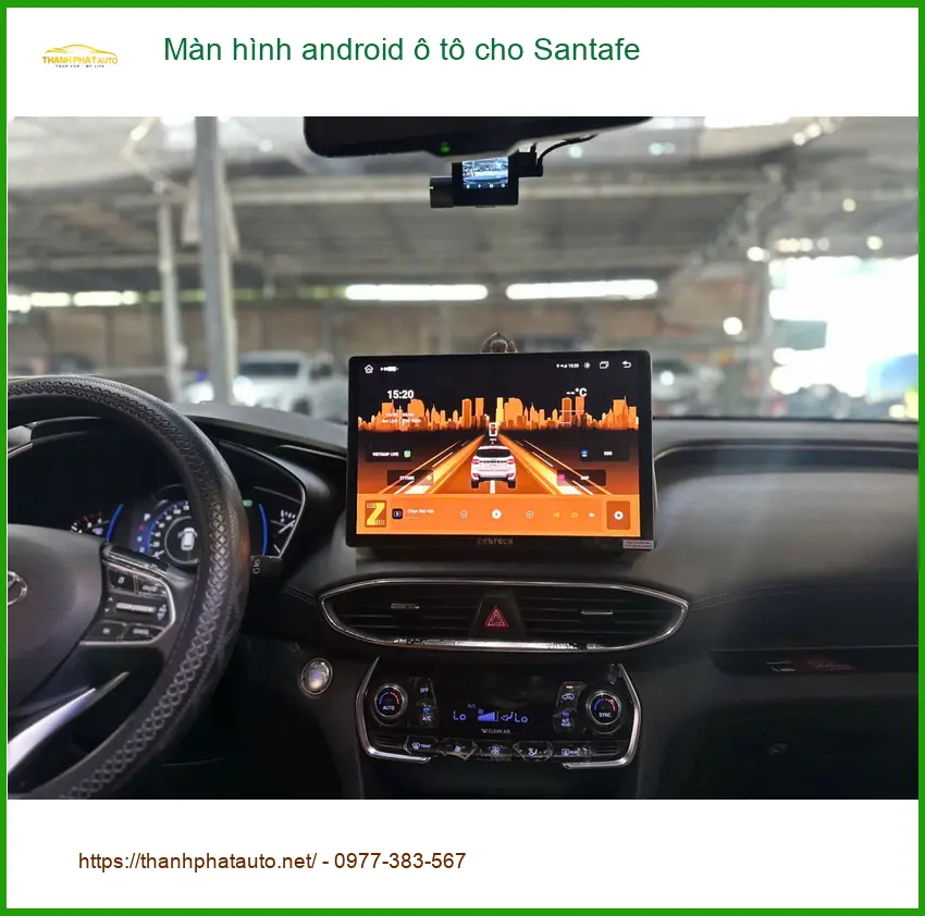 Chú Phước lắp màn hình Android ô tô Santafe tại Quận Bình Thạnh