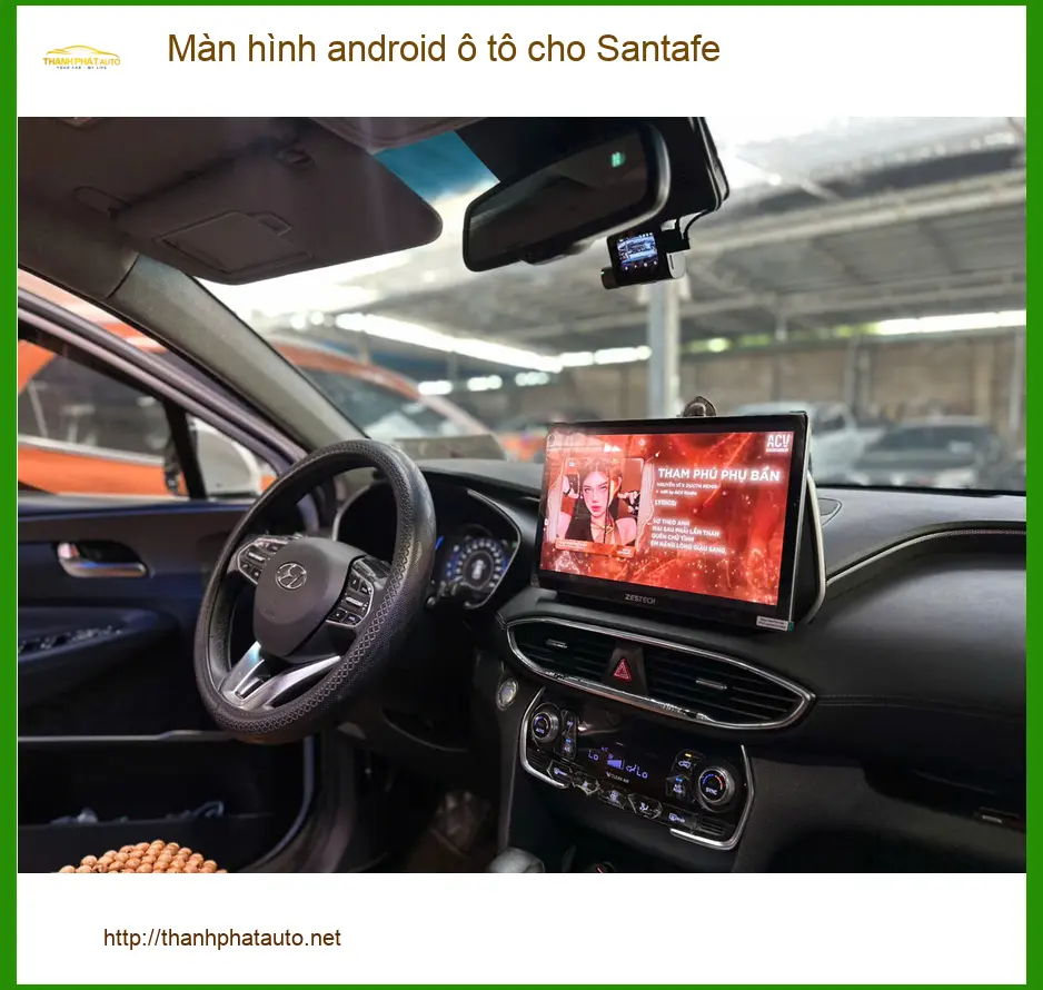 Chú Phước lắp màn hình Android ô tô Santafe tại Quận Bình Thạnh ảnh thực tế 2