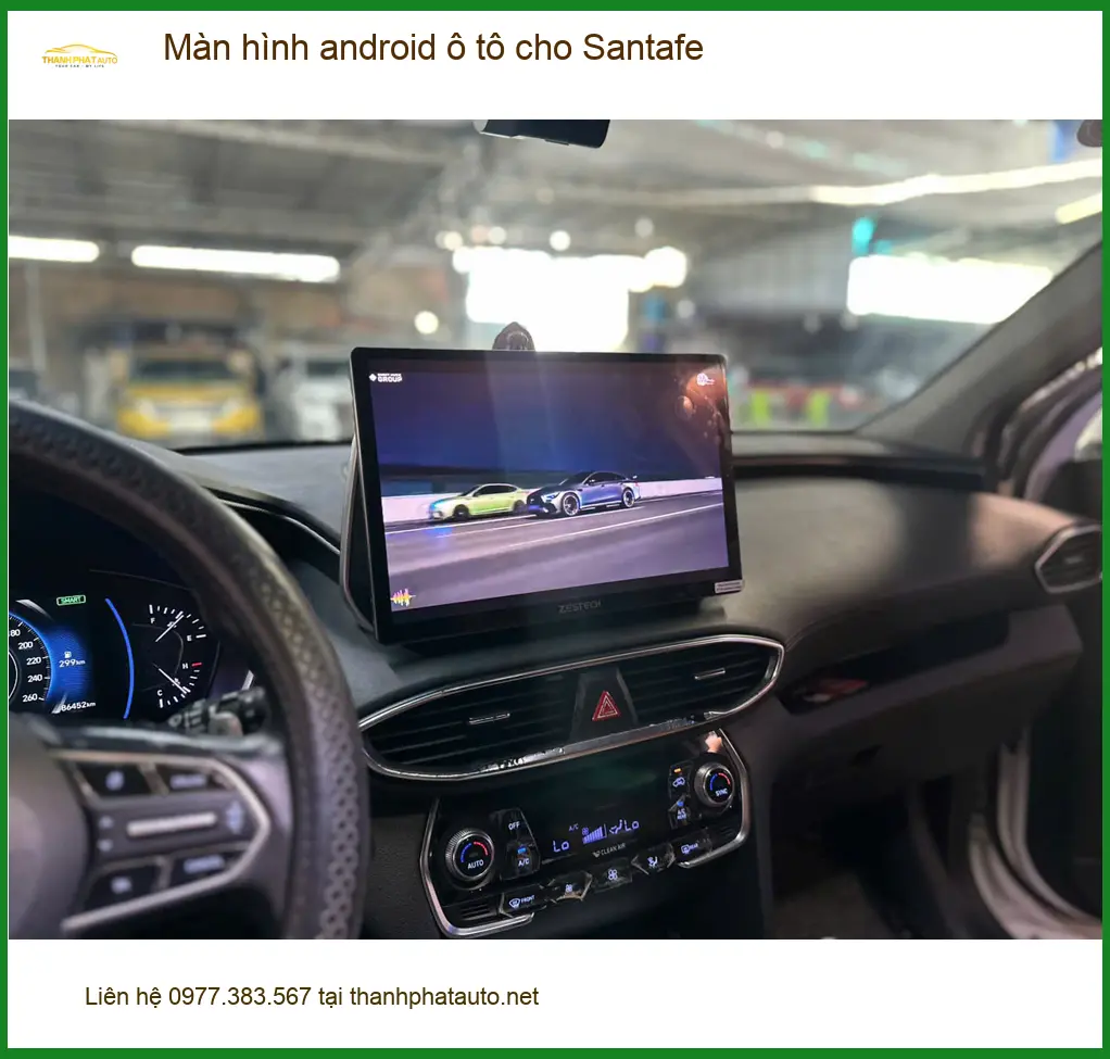 Chú Phước lắp màn hình Android ô tô Santafe tại Quận Bình Thạnh ảnh thực tế 3