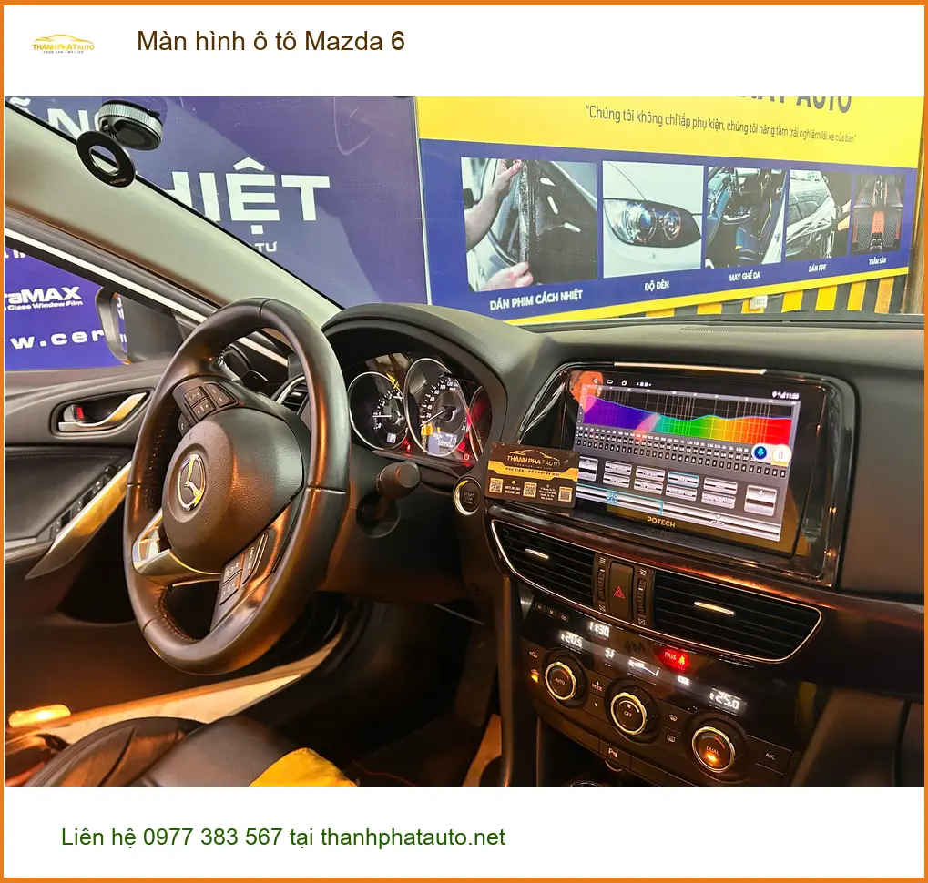 Chị Mai Ly nâng cấp màn hình ô tô Mazda 6 tại Quận 2 để giải trí thông minh hơn