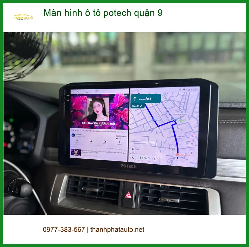 Lắp màn hình Android Potech Quận 9 giữ zin xe