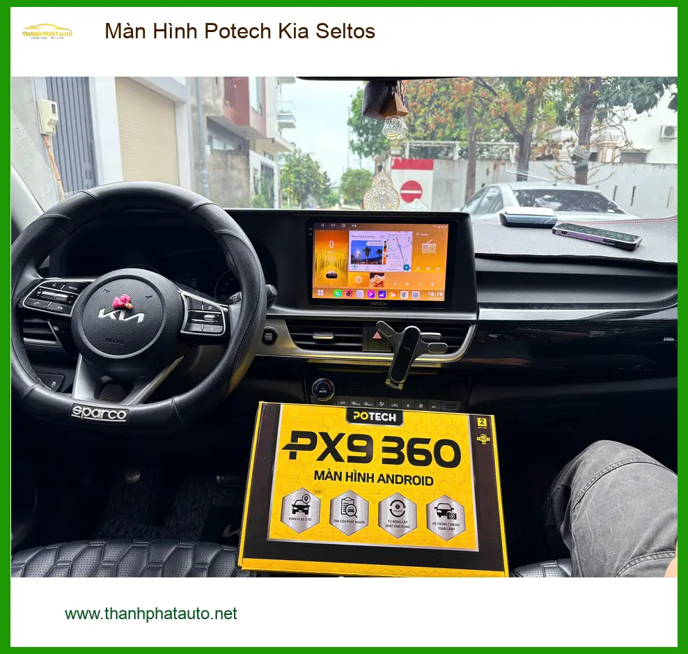 Chị Mai Anh lắp màn hình Potech Kia Seltos tại Quận 12 vì màn zin chậm ảnh thực tế 2
