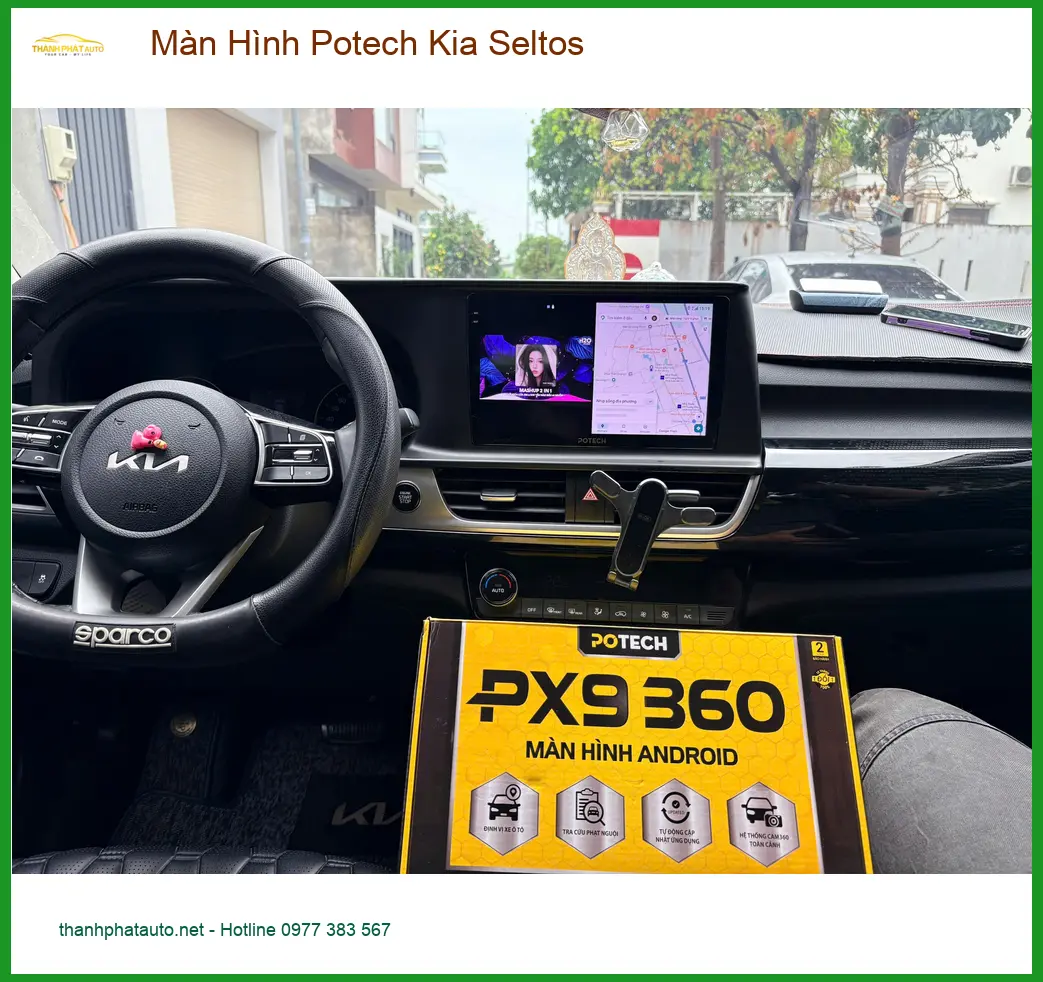 Chị Mai Anh lắp màn hình Potech Kia Seltos tại Quận 12 vì màn zin chậm ảnh thực tế 4