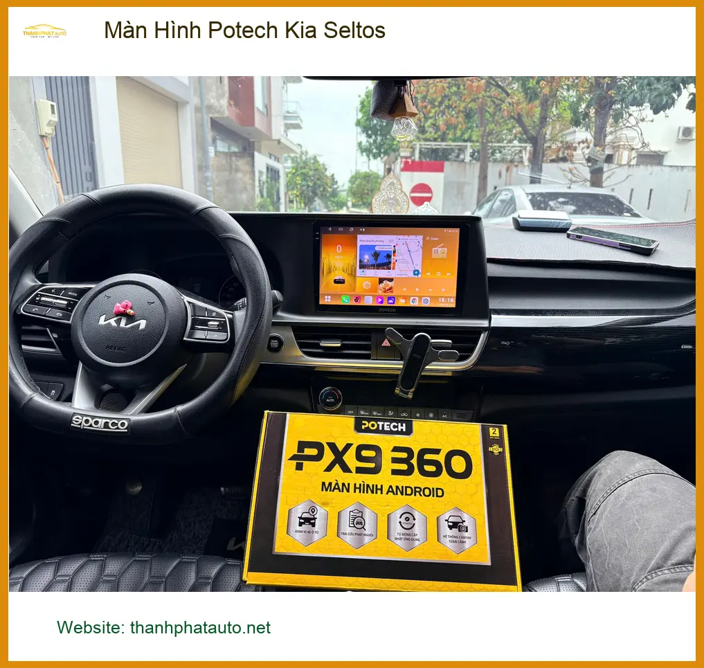 Anh Cường lắp Màn Hình Potech cho Kia Seltos tại Quận Gò Vấp để giải trí trên xe