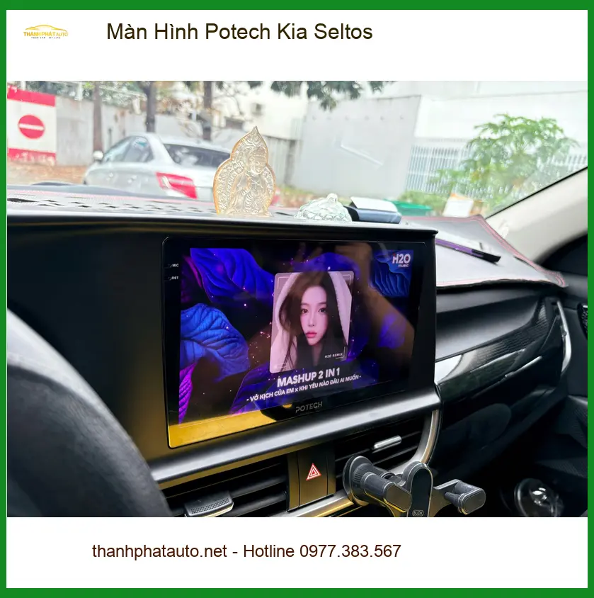 Anh Cường lắp Màn Hình Potech cho Kia Seltos tại Quận Gò Vấp để giải trí trên xe ảnh thực tế 2