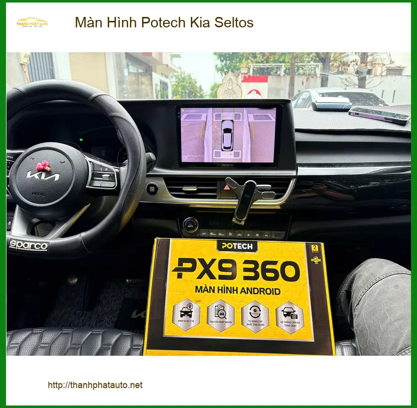 Anh Cường lắp Màn Hình Potech cho Kia Seltos tại Quận Gò Vấp để giải trí trên xe ảnh thực tế 3